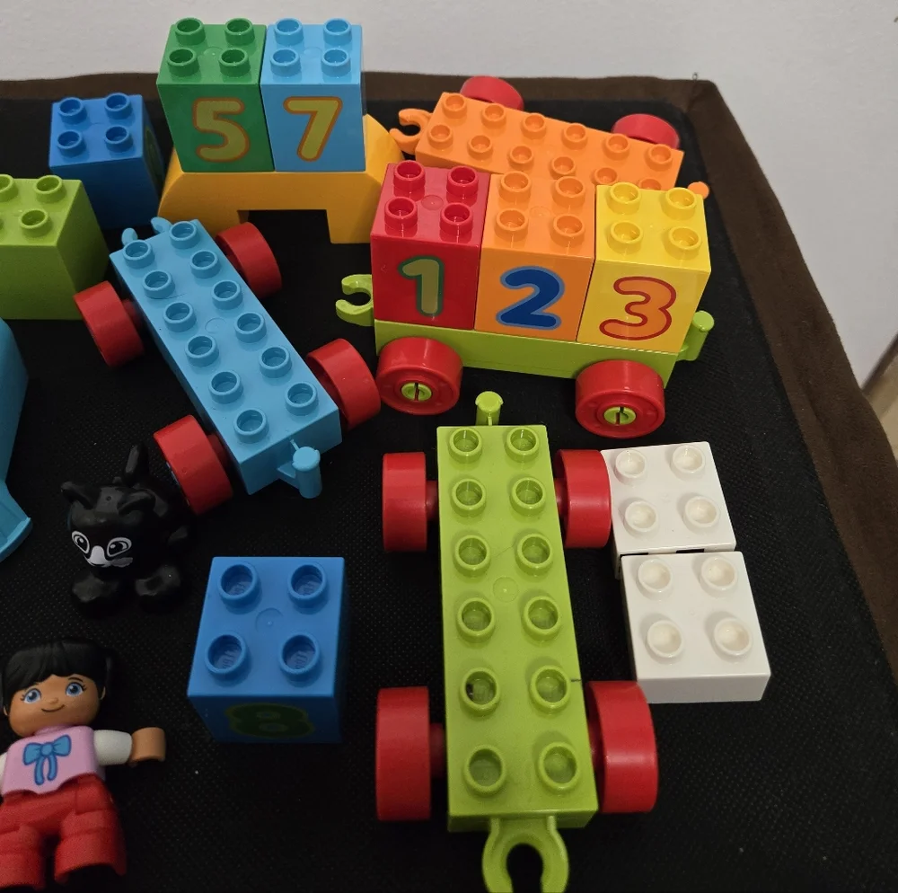 Mixed Lot Of Lego Duplo 11 blocks 1 train piece 3 figures 4 cars